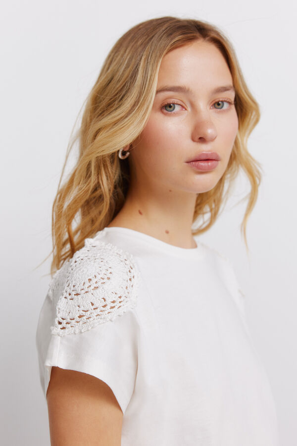 Springfield Crochet shoulder T-shirt white