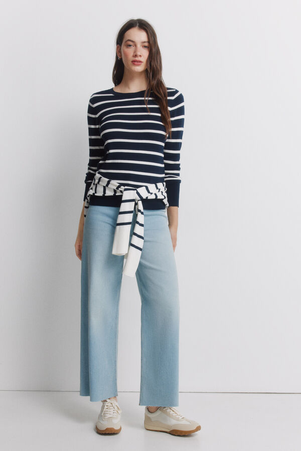 Springfield Fine jumper, button cuffs blue