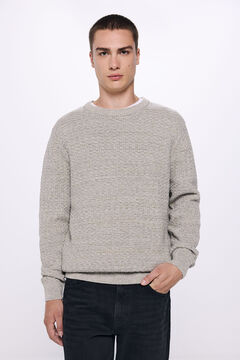 Springfield Strukturierter Strickpullover grau