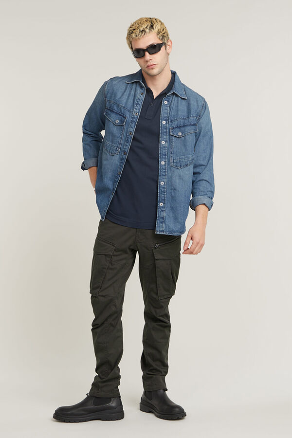 G-STAR Short sleeve fitted polo shirt DUNDA blue