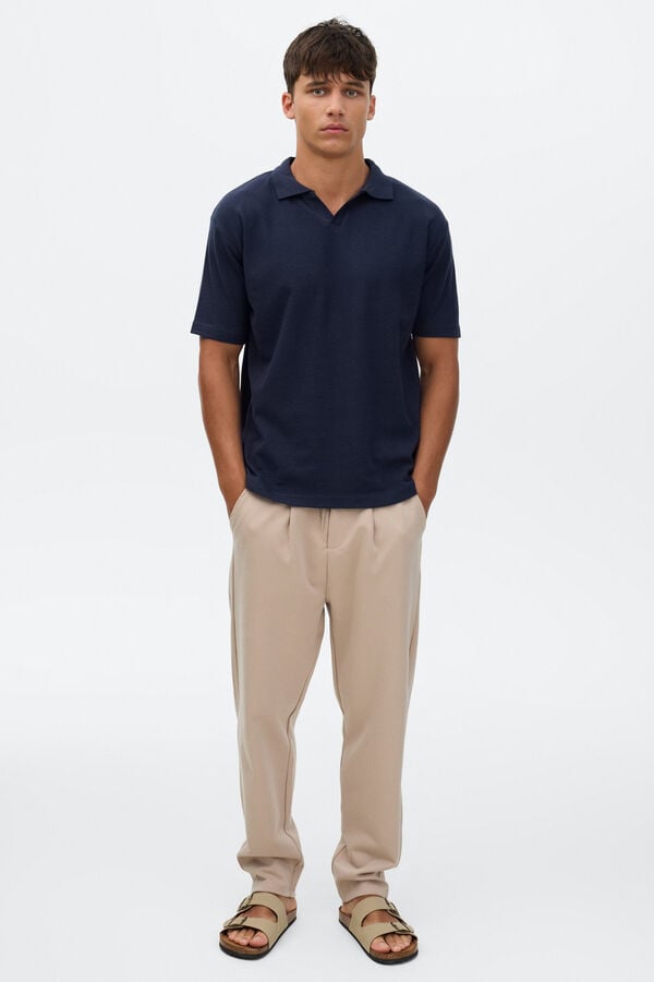 Inside Plain short sleeve polo shirt blue