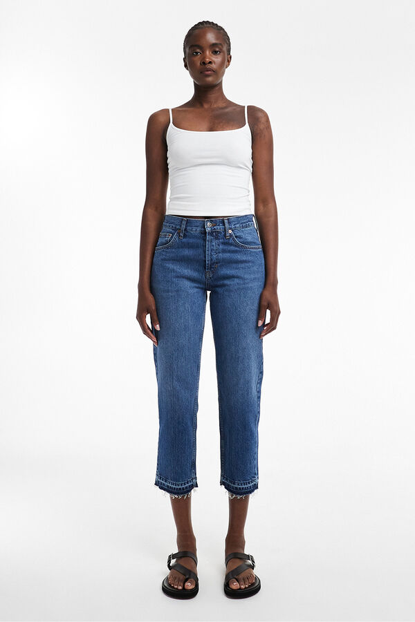 Topshop Straight fit cropped jeans Plava