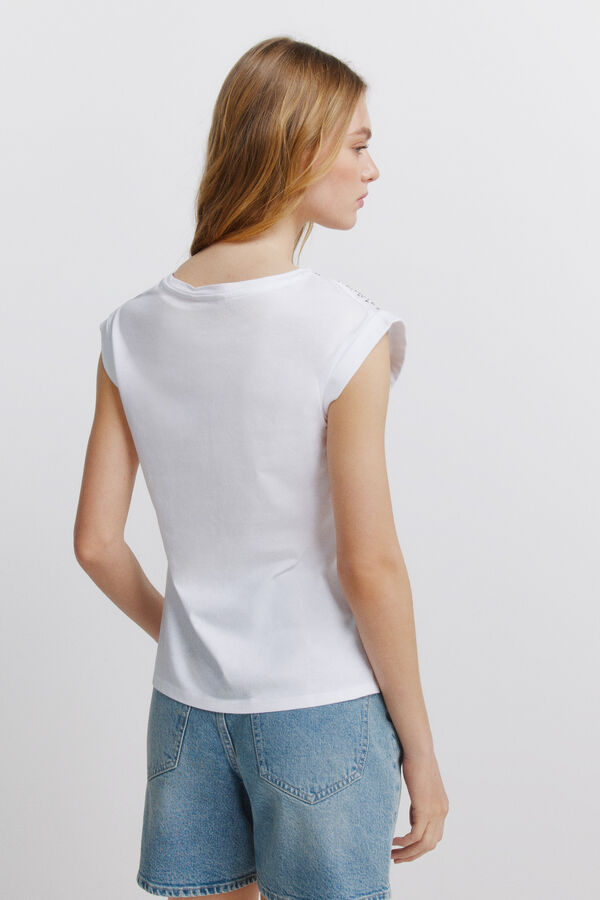 Springfield Folded sleeve T-shirt white