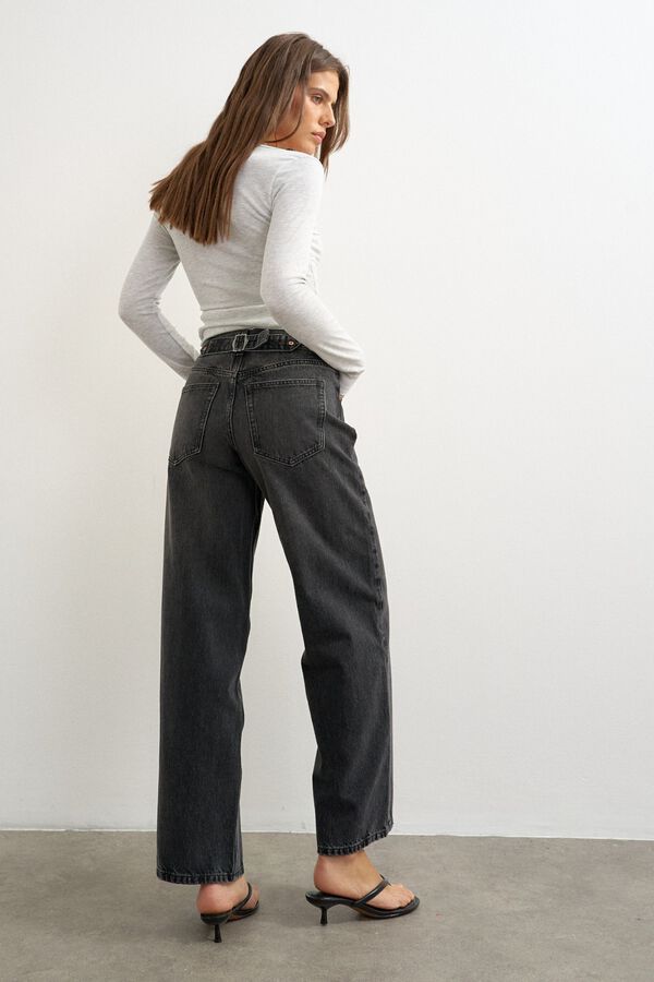 Topshop Wide leg mid-rise jeans black