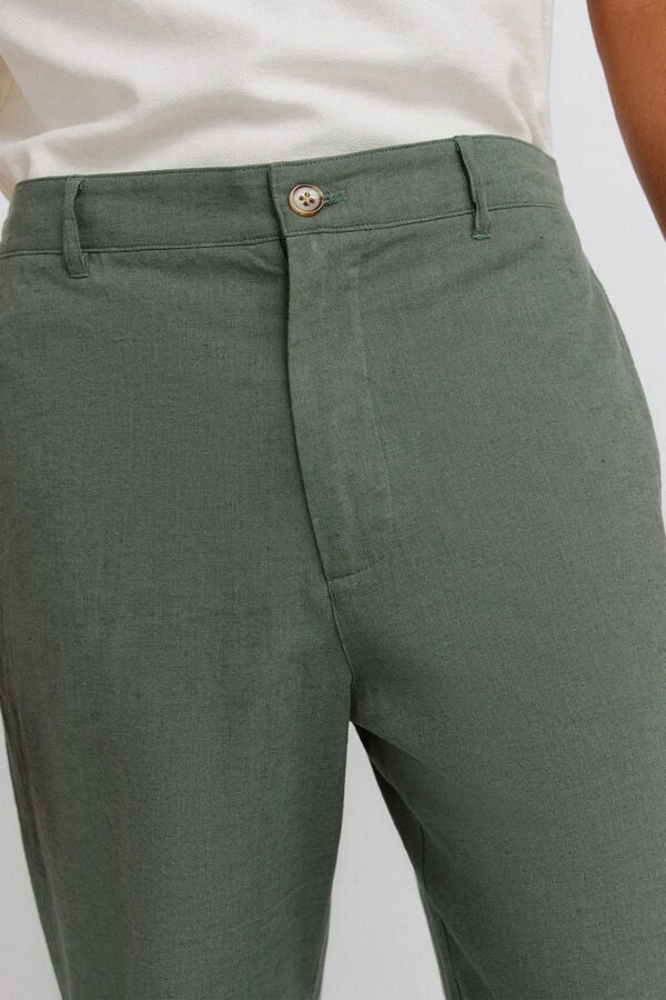 Springfield Linen straight fit trousers beige