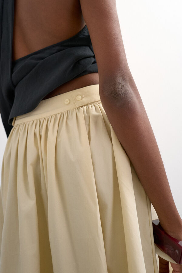 Topshop Saia comprida com detalhe franzido amarelo