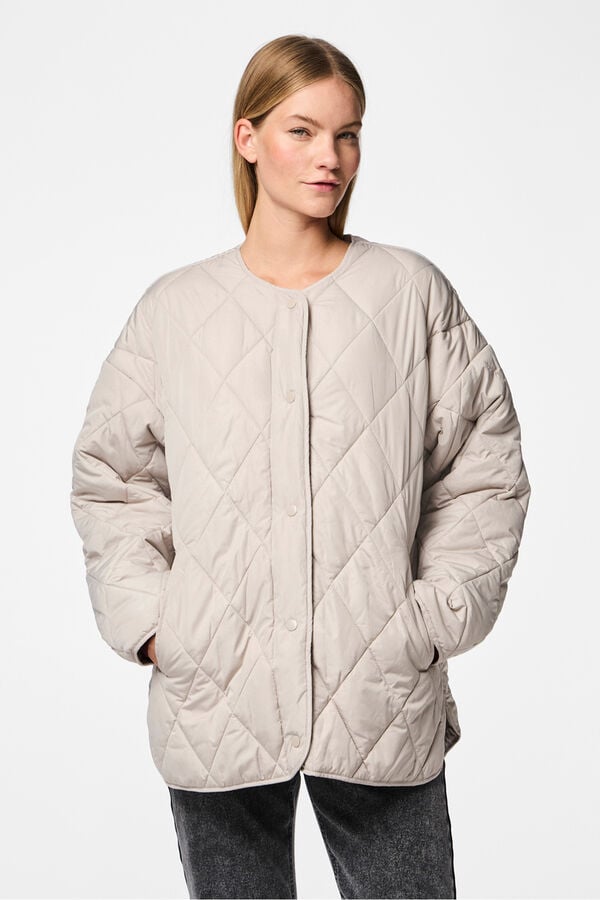 Pieces Quilted buttons jacket grey
