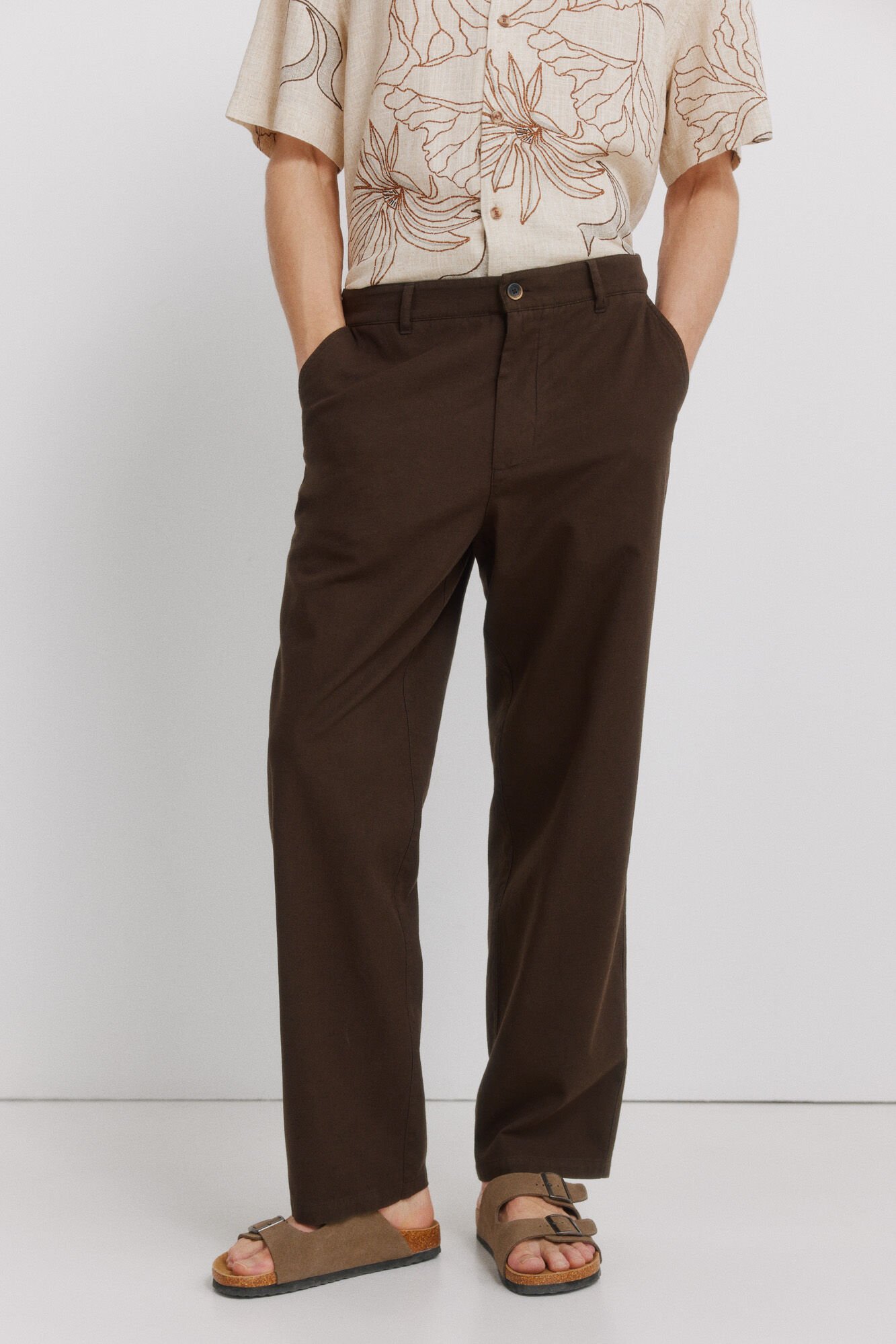 Springfield Linen straight fit trousers