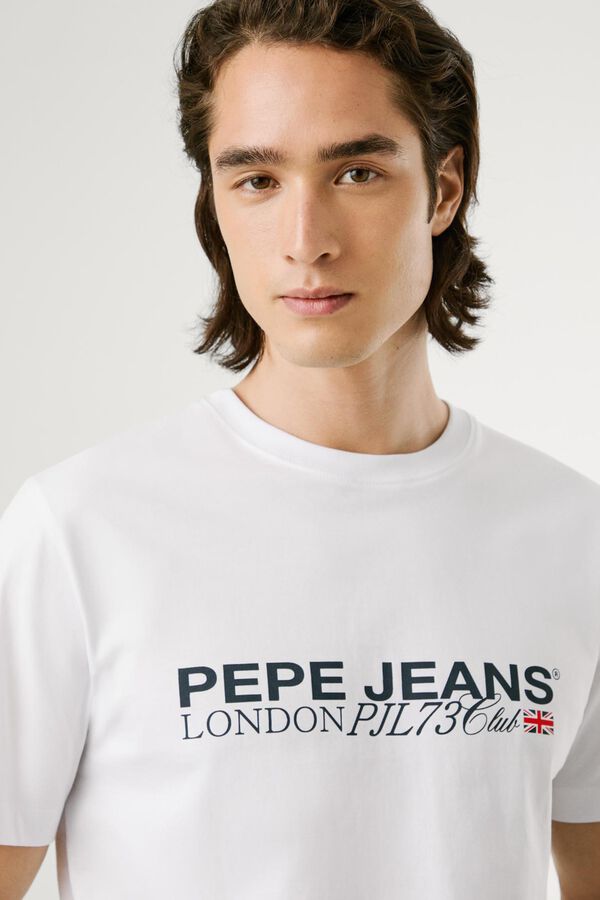 Pepe Jeans Camiseta Logo Estampado Fit Regular blanco
