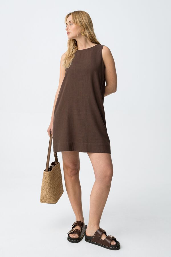 Tiffosi Vestido recto sin mangas marr&oacute;n