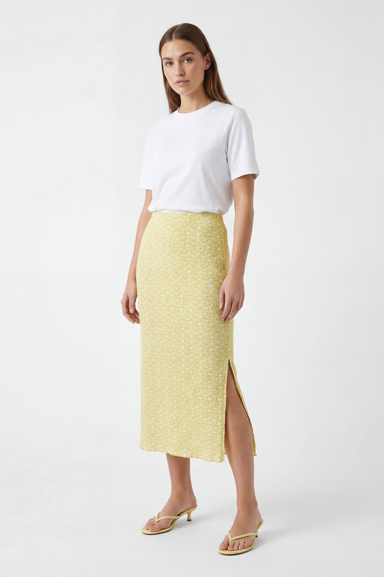Pieces Falda midi estampada