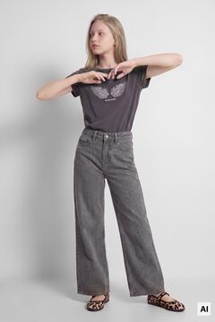 Springfield Kids Girls' basic denim wide leg trousers grey