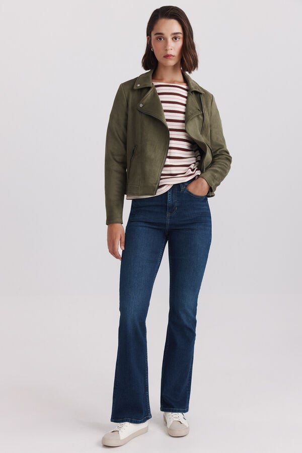Springfield Striped shoulder buttons jumper red