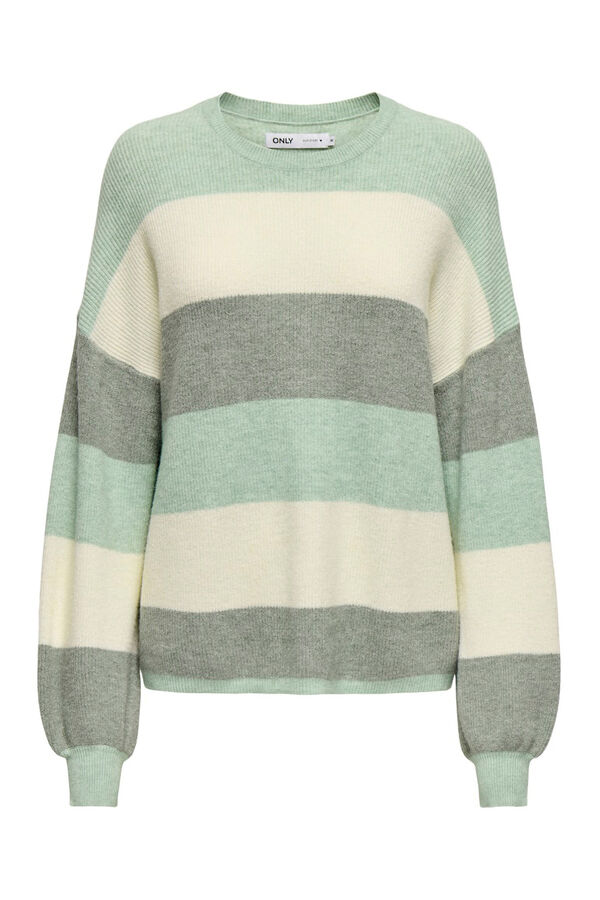 Only Striped round neck jumper beige