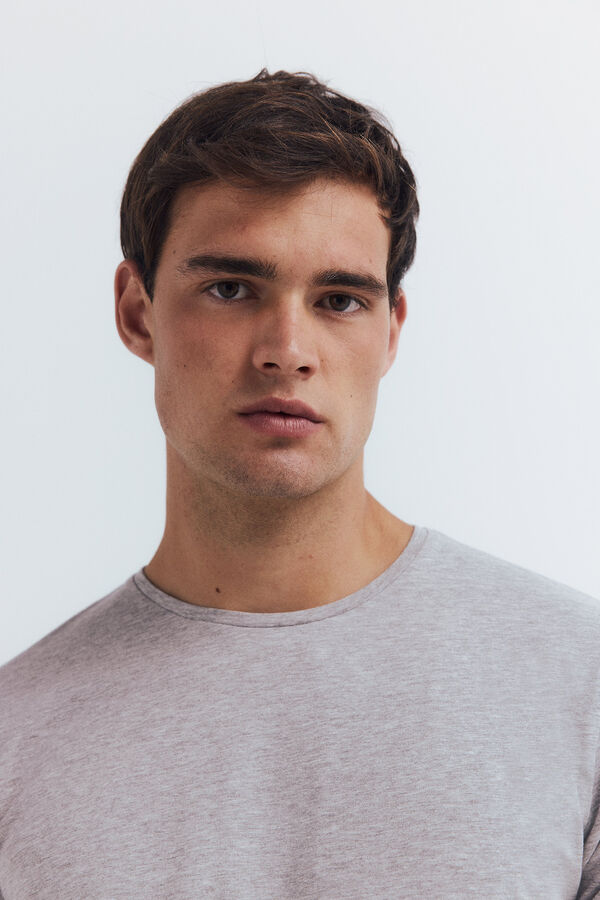 Springfield Basic slim fit cotton lycra T-shirt grey