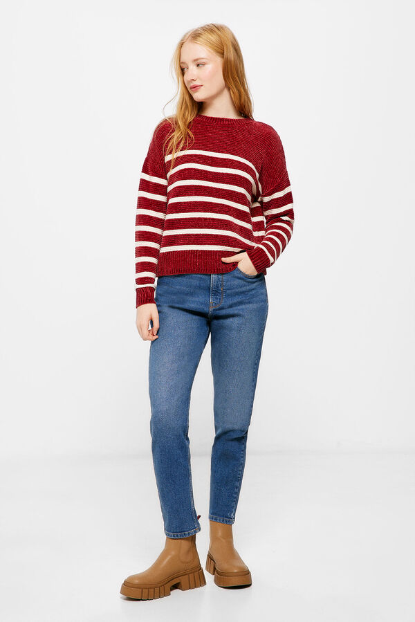 Springfield Striped chenille jumper deep red