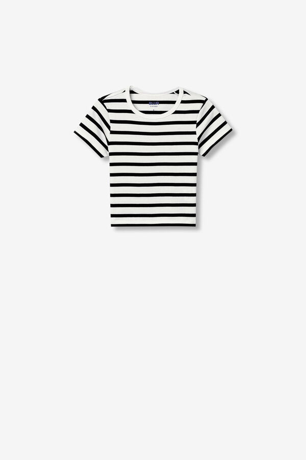 Tiffosi Young striped cropped t-shirt white
