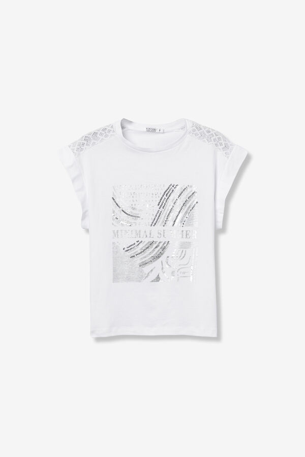 Tiffosi T-shirt with metallic detail blanc