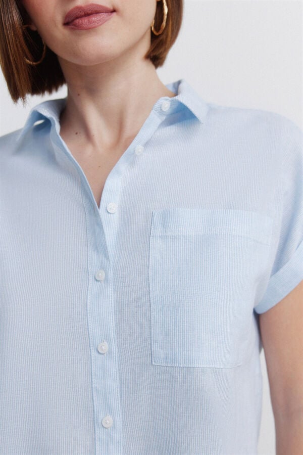 Springfield Cotton short sleeve shirt blue