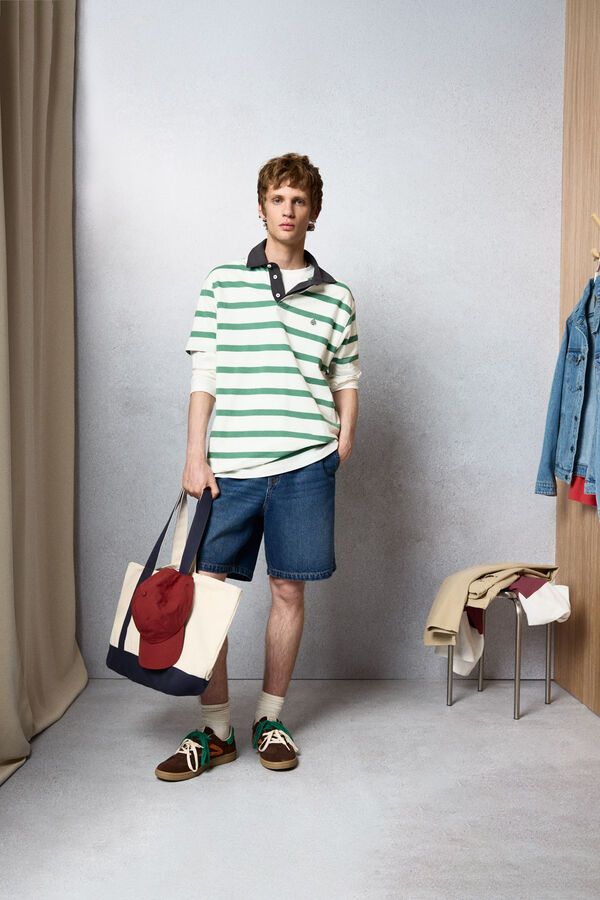 Springfield Pike majica polo sa kontrastnim prugama regular fit Zelena