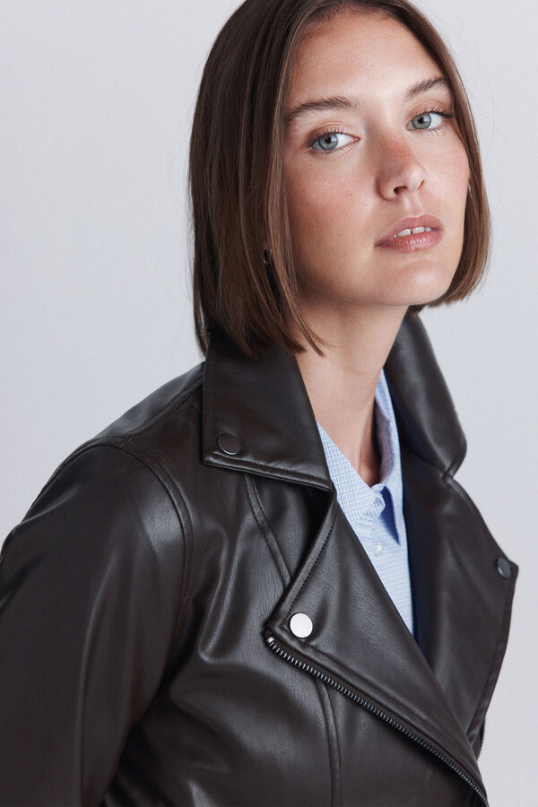 Springfield Faux leather jacket brown