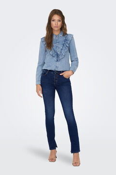 Springfield Straight-cut jeans with slits bluish
