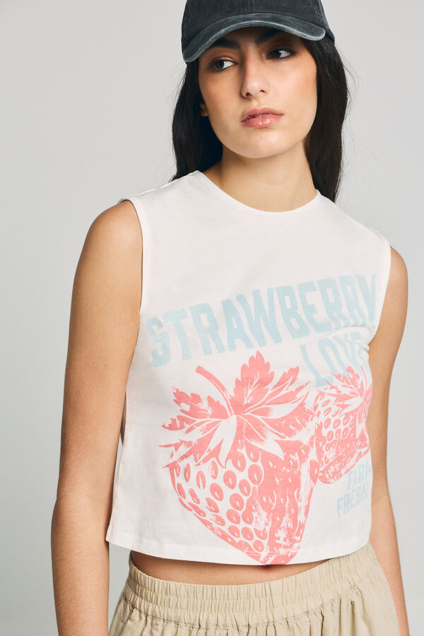 Only Round neck long T-shirt white