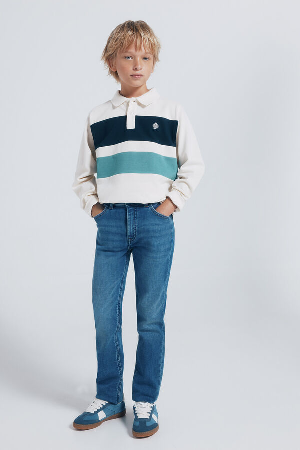 Springfield Kids Camisa polo manga comprida com detalhe riscas para menino branco