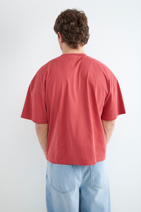 Balmohk Camiseta boxy manga corta rojo