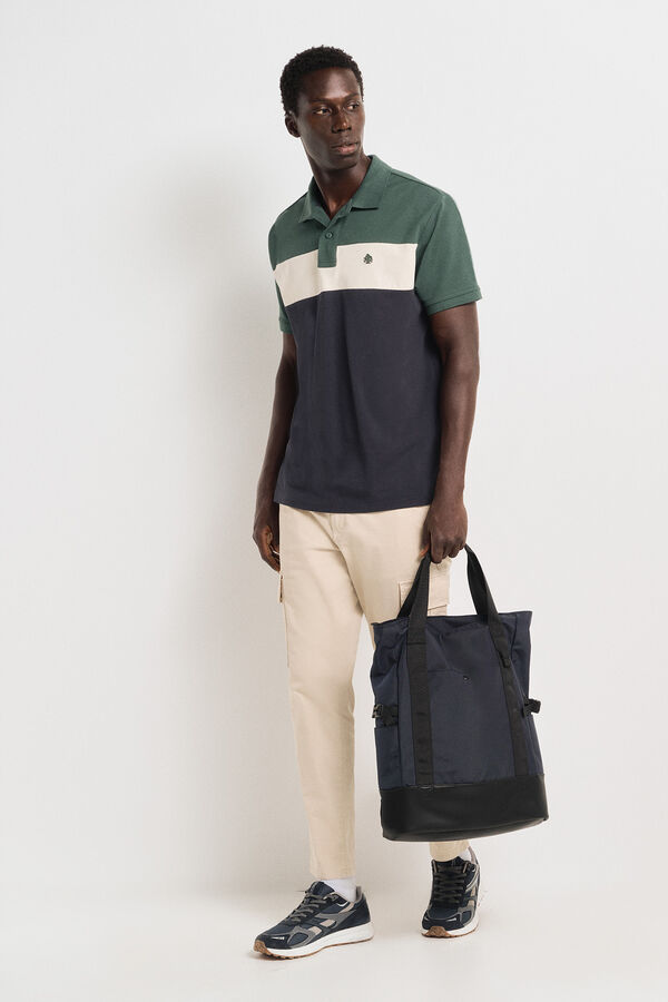 Springfield Polo piqué coupe regular fit color block vert