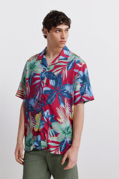 Springfield Printed viscose short sleeve shirt