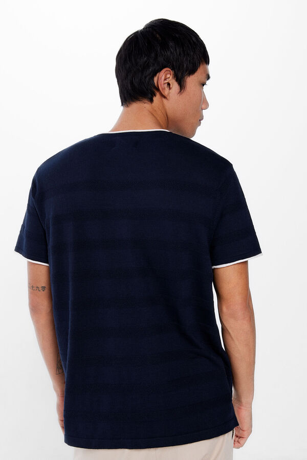 Springfield Short-sleeved textured jumper tamno plava