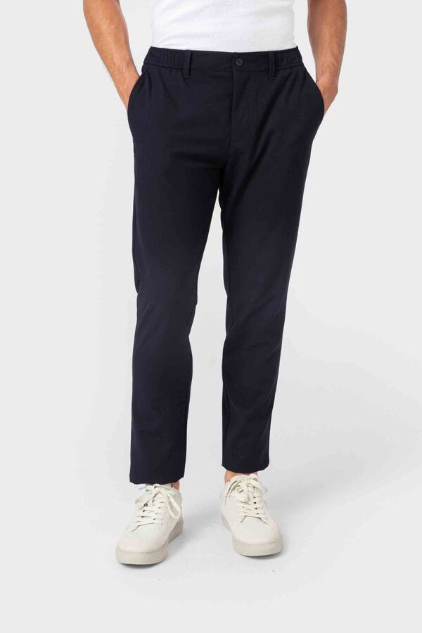 Celopman Chino trousers with elasticated trim blue
