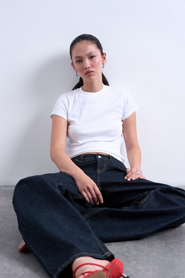 Topshop Top básica de manga curta branco