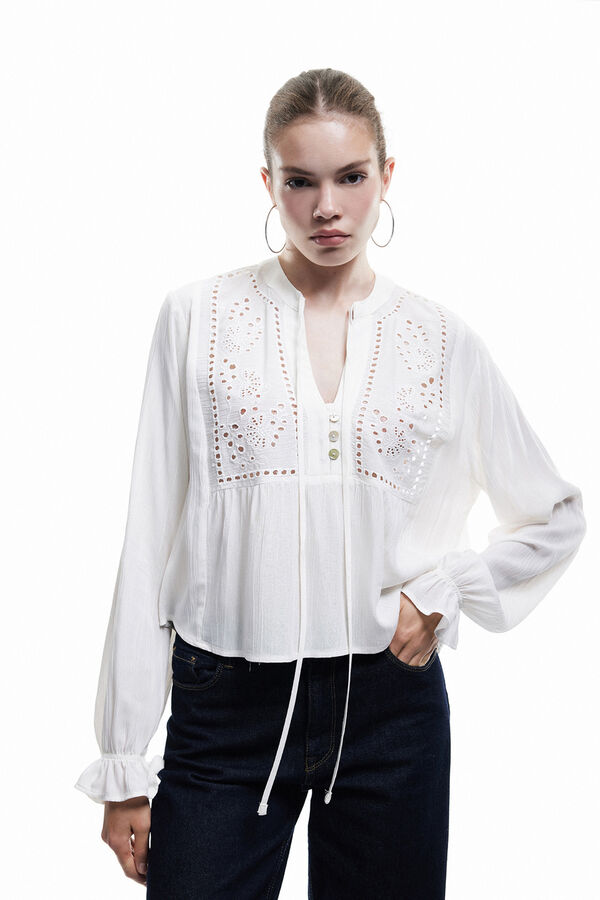 Koton Blusa de brocado blanco