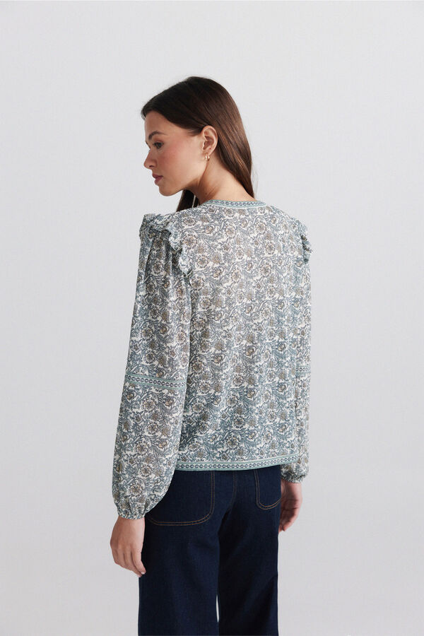 Springfield Printed ruffle blouse white
