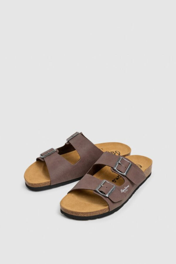Pepe Jeans Double buckle anatomical sandals nude