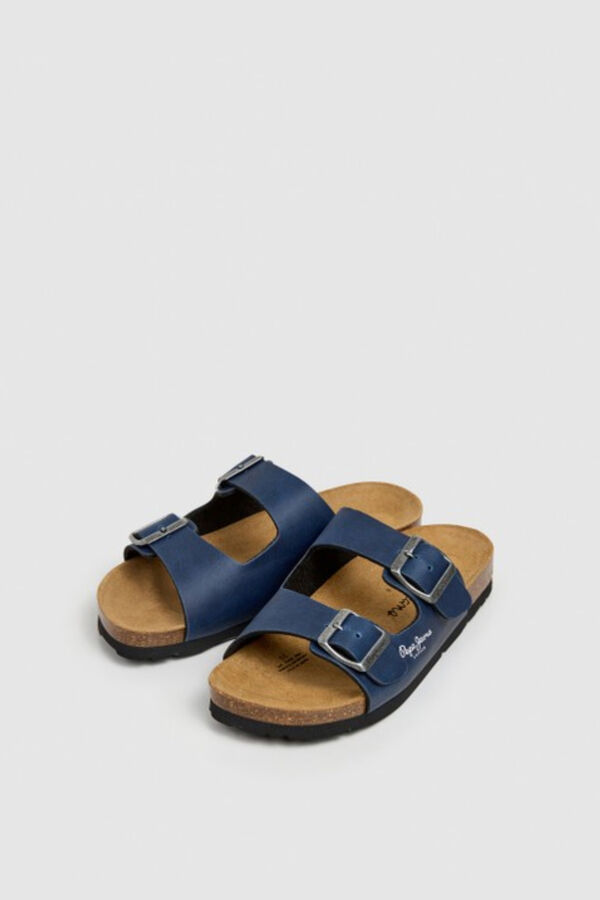 Pepe Jeans Double buckle anatomical sandals blue