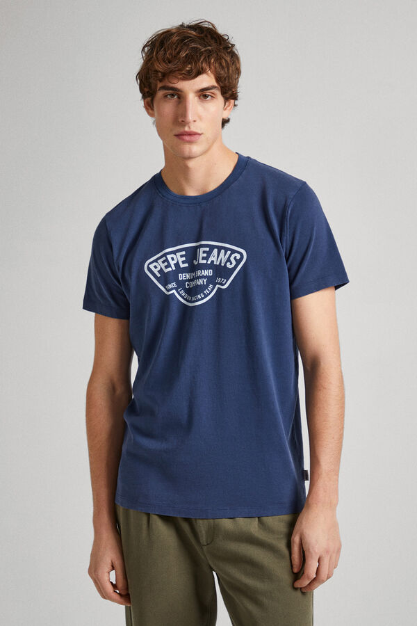 Springfield Slim Fit Logo Print T-shirt tamno plava
