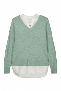 Springfield Mixed media mandarin collar jumper