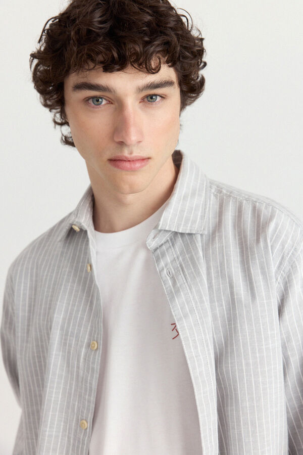 Springfield Striped linen shirt grey