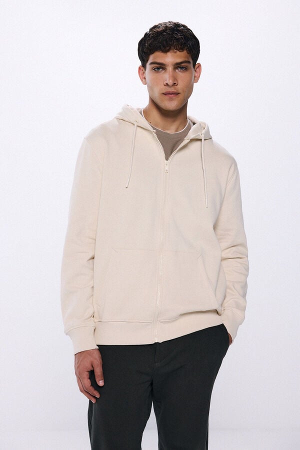 Springfield Essential zip-up hoodie natural