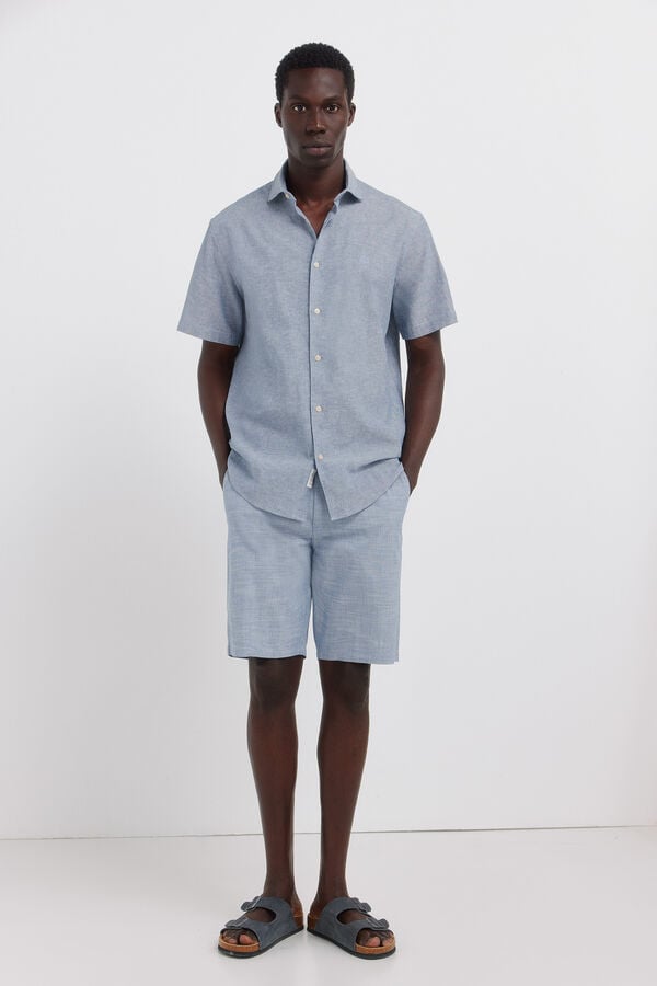 Springfield Linen short sleeve shirt blue