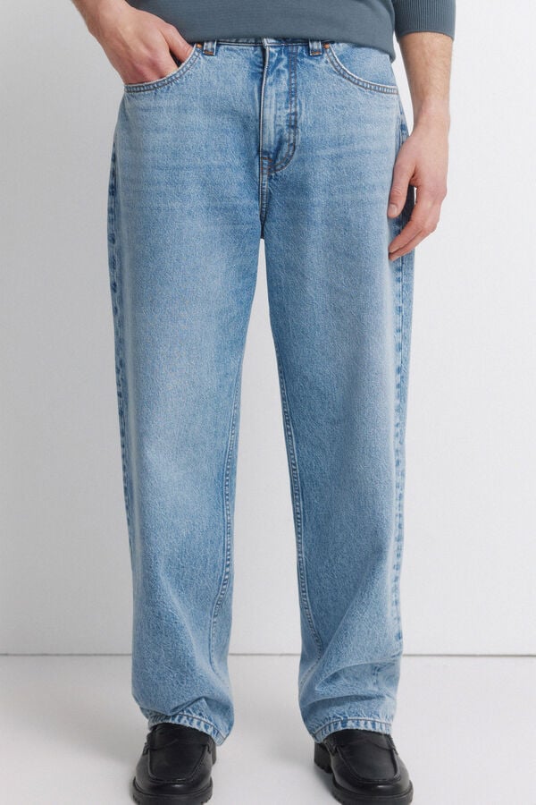 Springfield Overdyed wide leg jeans blue