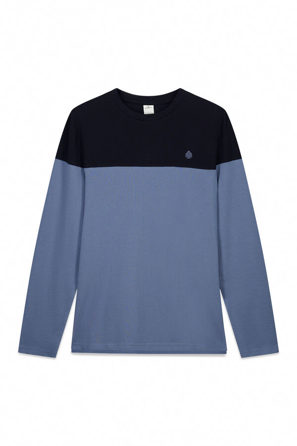 Springfield Color block long sleeve T-shirt blue