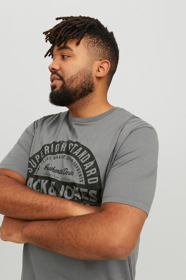 Springfield Camiseta manga corta slim algodón sostenible PLUS gris medio