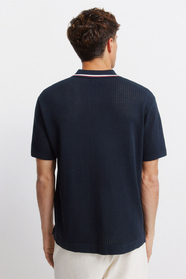 Springfield Jacquard sport polo shirt blue