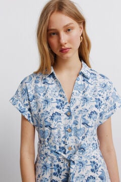 Springfield Printed linen shirt dress
