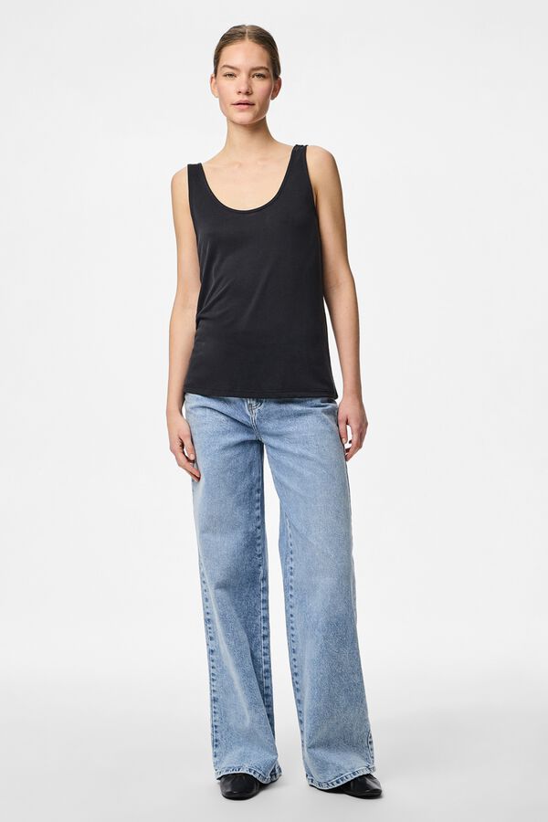 Pieces T-shirt de al&ccedil;as largas preto