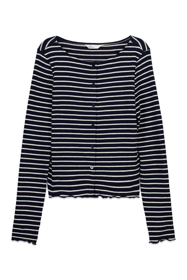 Springfield T-shirt de riscas com bot&otilde;es azul